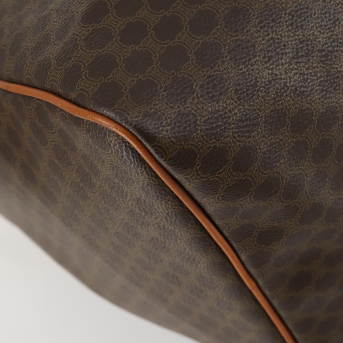 Celine Vintage Duffle Bag Macadam Coated Canvas, BROWN, PVC, Travel bag