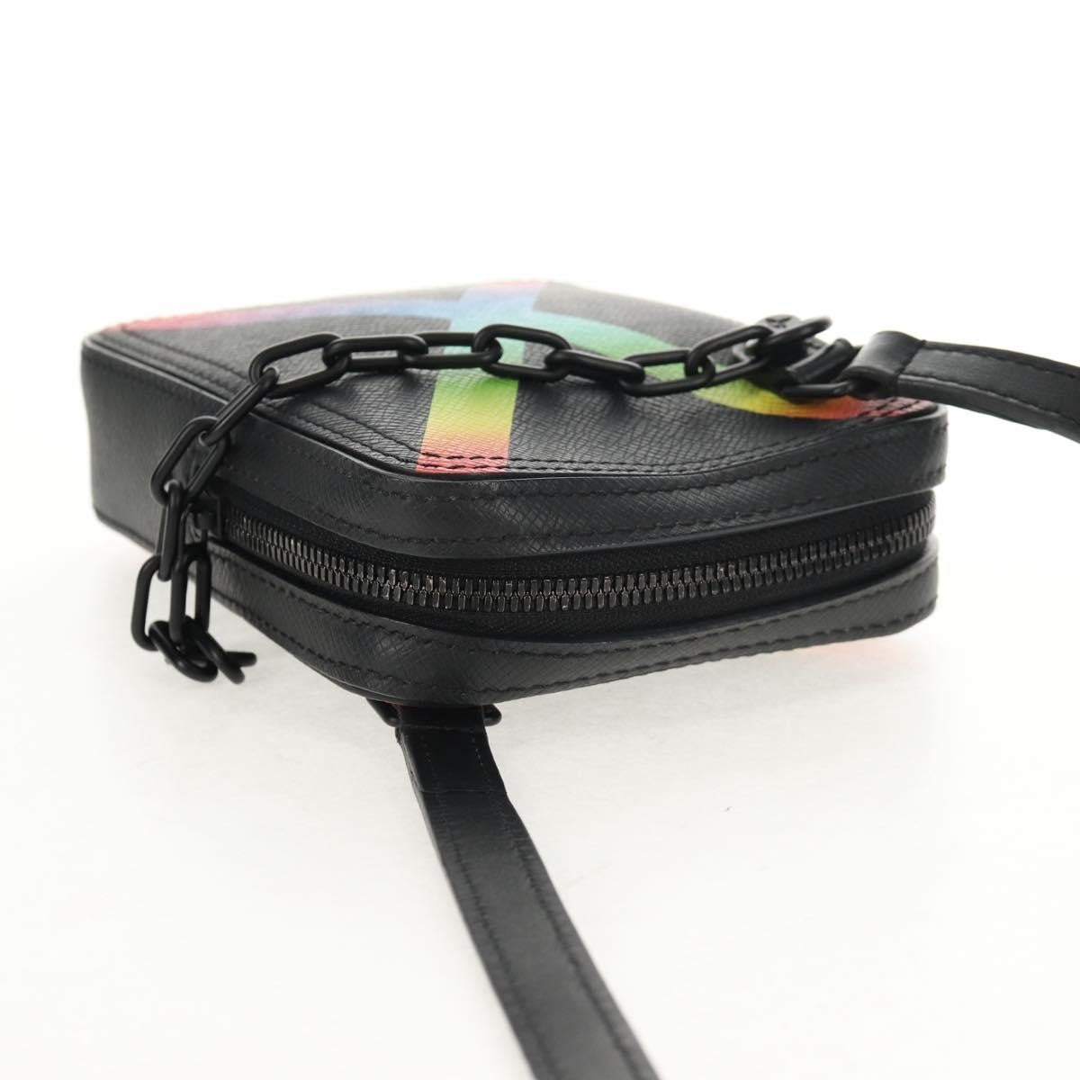 Louis Vuitton Danube Messenger Bag Rainbow Taiga Leather, BLACK, LEATHER, Crossbody bag