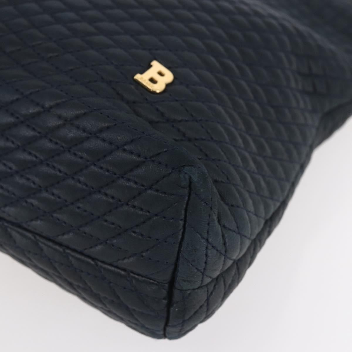 Bally Vintage Chain Shoulder Bag Quilted Leather, NAVY, LEATHER, Shoulder bag