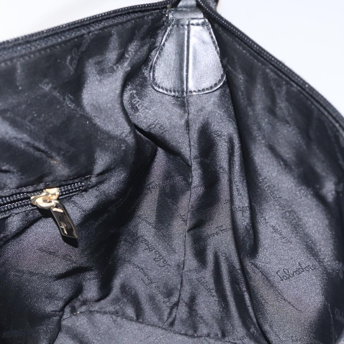 Salvatore Ferragamo Gancini Shoulder Bag Canvas, BLACK, CANVAS, Shoulder bag