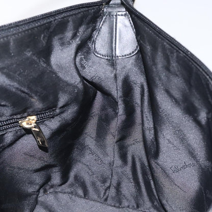 Salvatore Ferragamo Gancini Shoulder Bag Canvas, BLACK, CANVAS, Shoulder bag