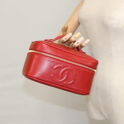 Chanel Vintage Timeless Cosmetic Case Caviar, RED, LEATHER, Clutche & pouche