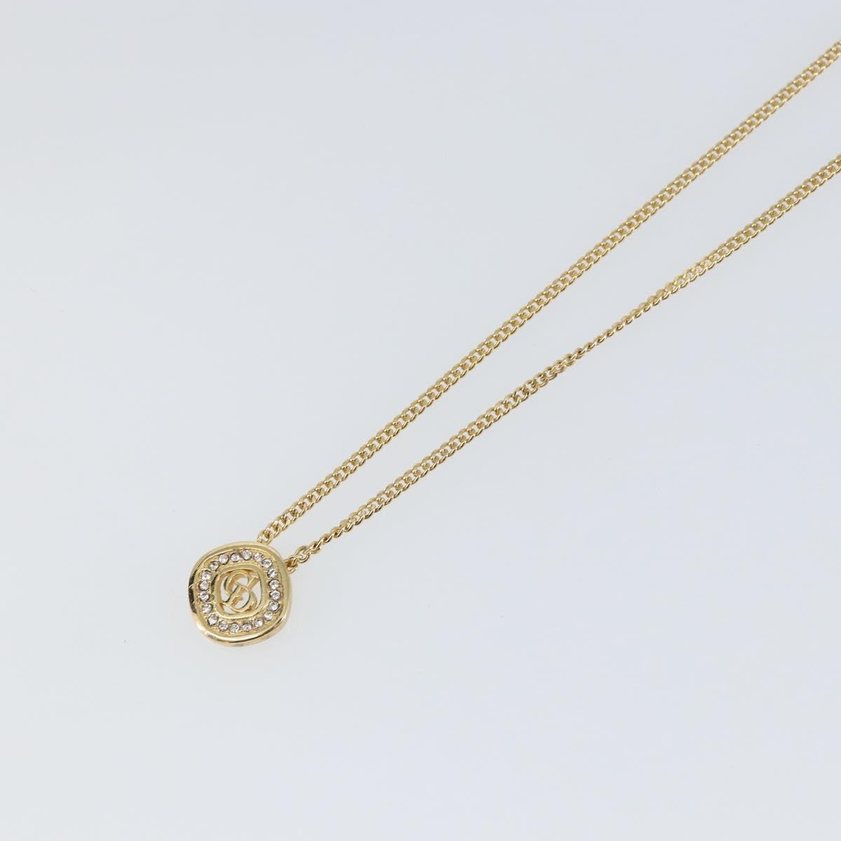 Christian Dior CD Pendant Necklace Metal and Crystals, GOLD, METAL, Necklace