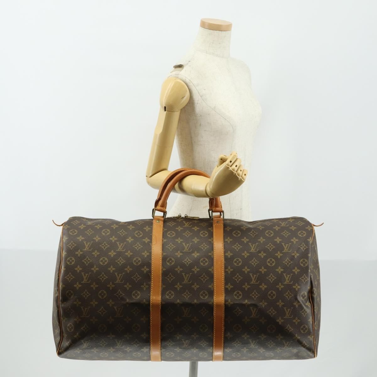 Louis Vuitton Keepall Bag Monogram Canvas, BROWN, CANVAS, Travel bag