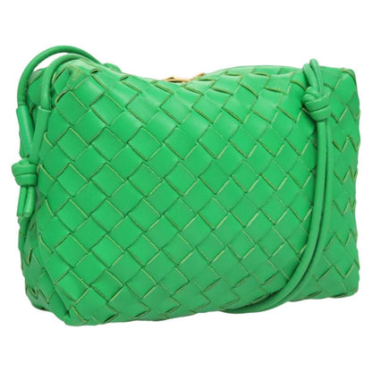 Bottega Veneta Loop Crossbody Bag Intrecciato Nappa, GREEN, LEATHER, Crossbody bag