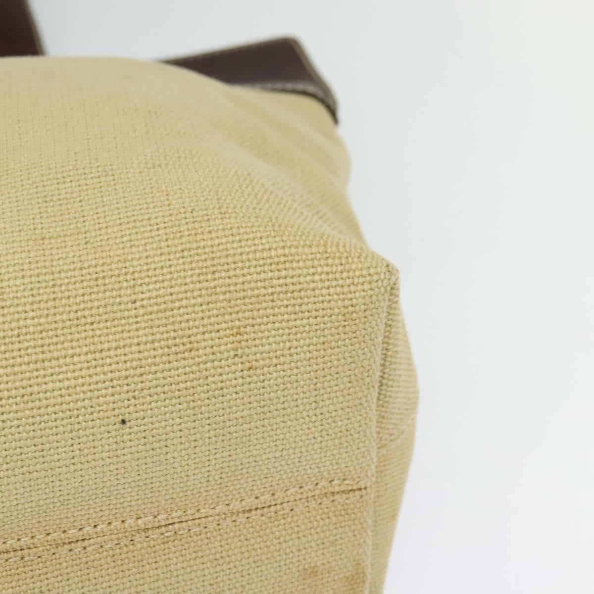 Chanel Vintage CC Tote Canvas with Leather, BEIGE, CANVAS, Tote bag