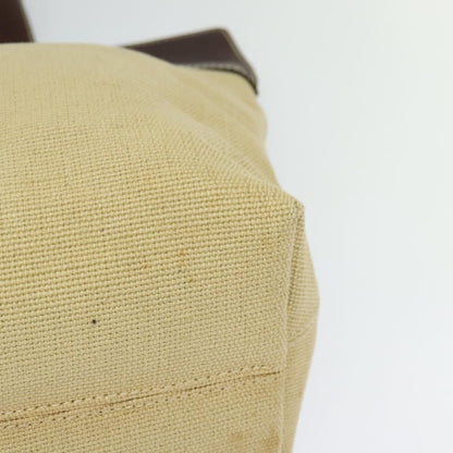 Chanel Vintage CC Tote Canvas with Leather, BEIGE, CANVAS, Tote bag