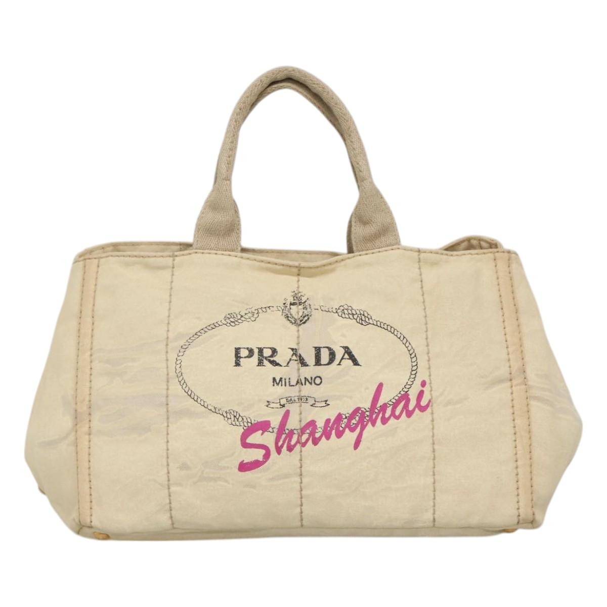 Prada Canapa Convertible Tote Canvas, WHITE, CANVAS, Tote bag