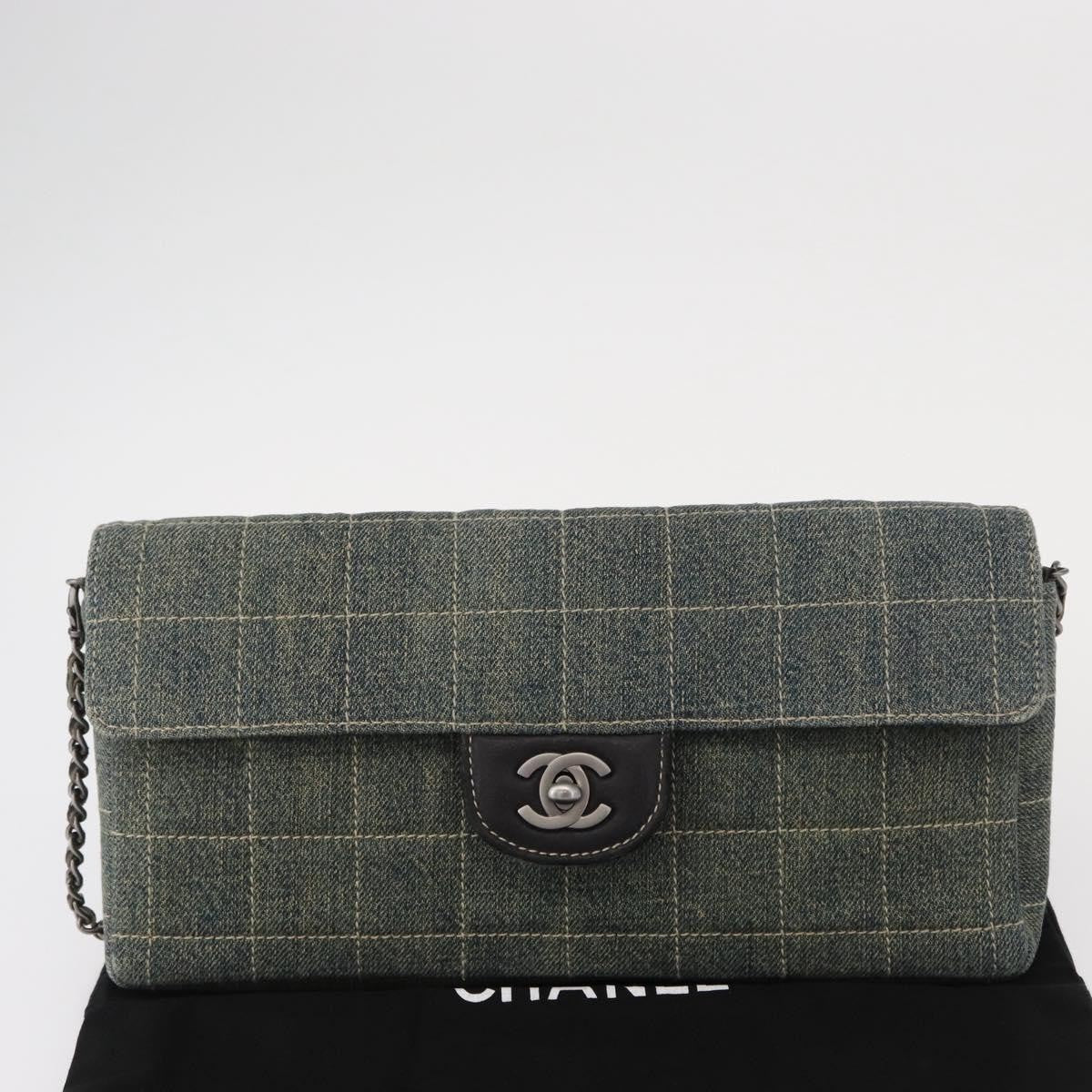 Chanel Chocolate Bar Flap Bag Quilted Denim, BLUE, DENIM_JEANS, Shoulder bag