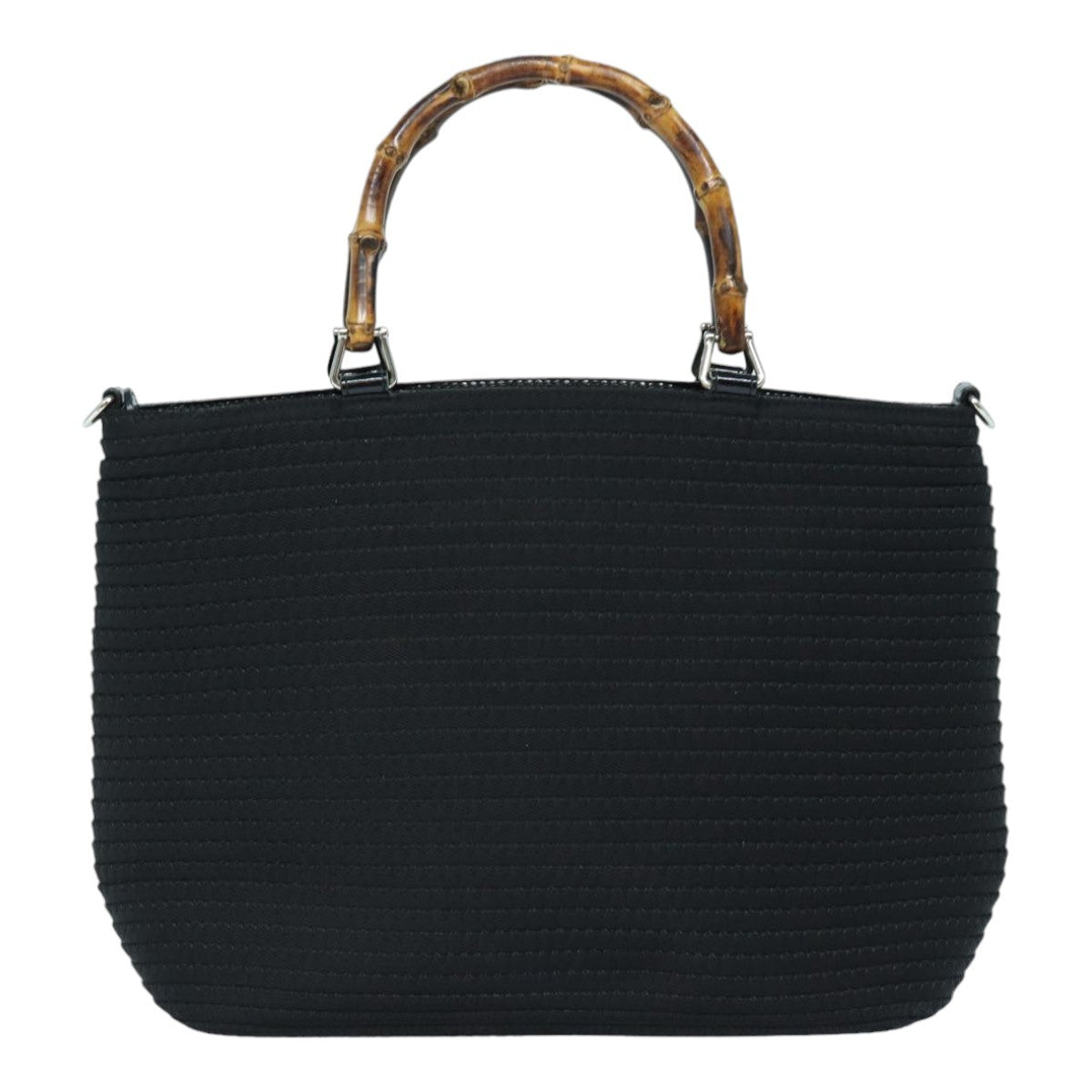 Gucci Vintage Bamboo Handle Tote Canvas, BLACK, CANVAS, Tote bag