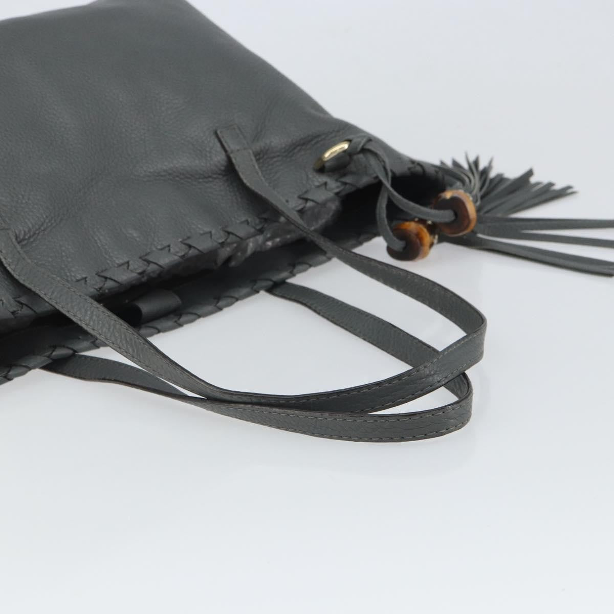 Gucci Bamboo Tassel Tote Leather, GRAY, LEATHER, Tote bag