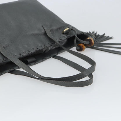 Gucci Bamboo Tassel Tote Leather, GRAY, LEATHER, Tote bag