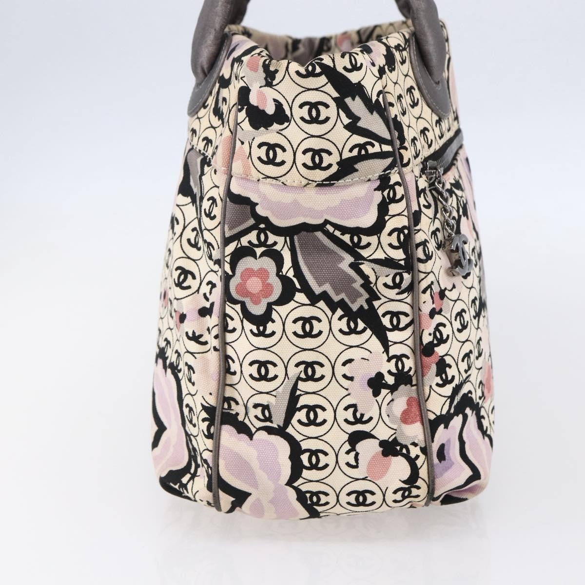 Chanel Vintage Floral Tote Canvas, BEIGE, CANVAS, Tote bag