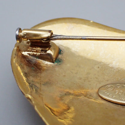 Chanel Vintage CC Heart Brooch Metal, GOLD, GOLD_PLATED, Brooch