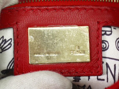 Fendi Mamma baguette Leather, Red, Leather, Handbag