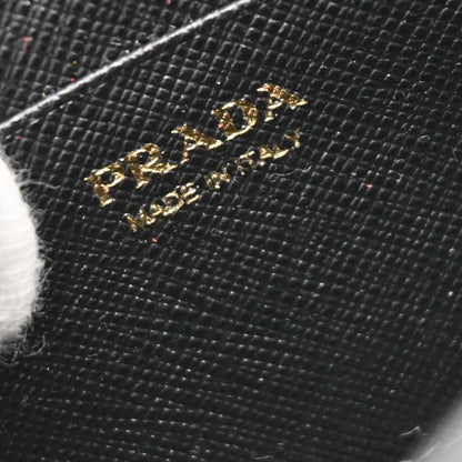 Prada Wristlet Wallet on Chain Saffiano Leather, BLACK, LEATHER, Clutche & pouche