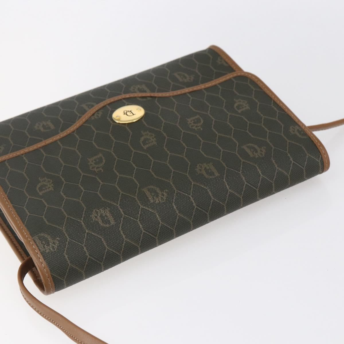 Christian Dior Vintage Honeycomb Flap Crossbody Bag Coated Canvas, KHAKI, CANVAS, Shoulder bag