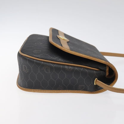 Christian Dior Vintage Honeycomb Flap Crossbody Bag Coated Canvas, GRAY, CANVAS, Crossbody bag