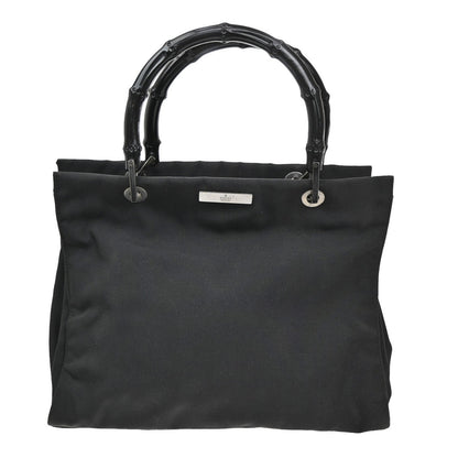 Gucci Vintage Bamboo Handle Tote Nylon, BLACK, NYLON, Tote bag