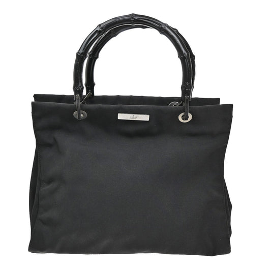 Gucci Vintage Bamboo Handle Tote Nylon, BLACK, NYLON, Tote bag