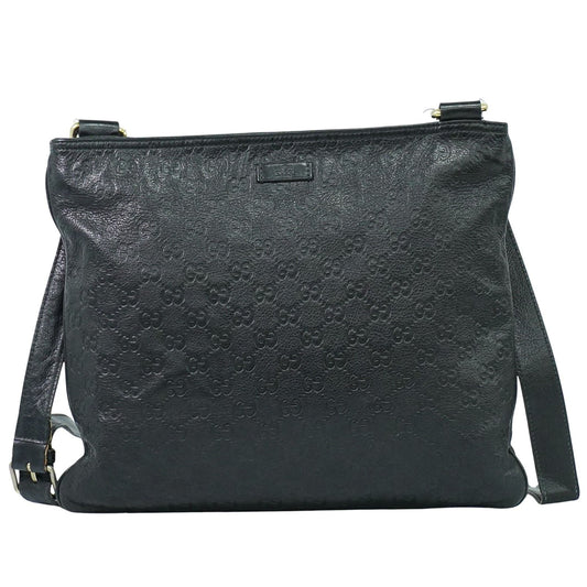 Gucci Crossbody Bag Guccissima Leather, BLACK, LEATHER, Shoulder bag