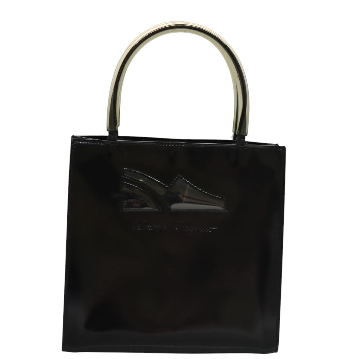 Salvatore Ferragamo Shopper Tote Patent Leather, BLACK, PATENT_LEATHER, Tote bag