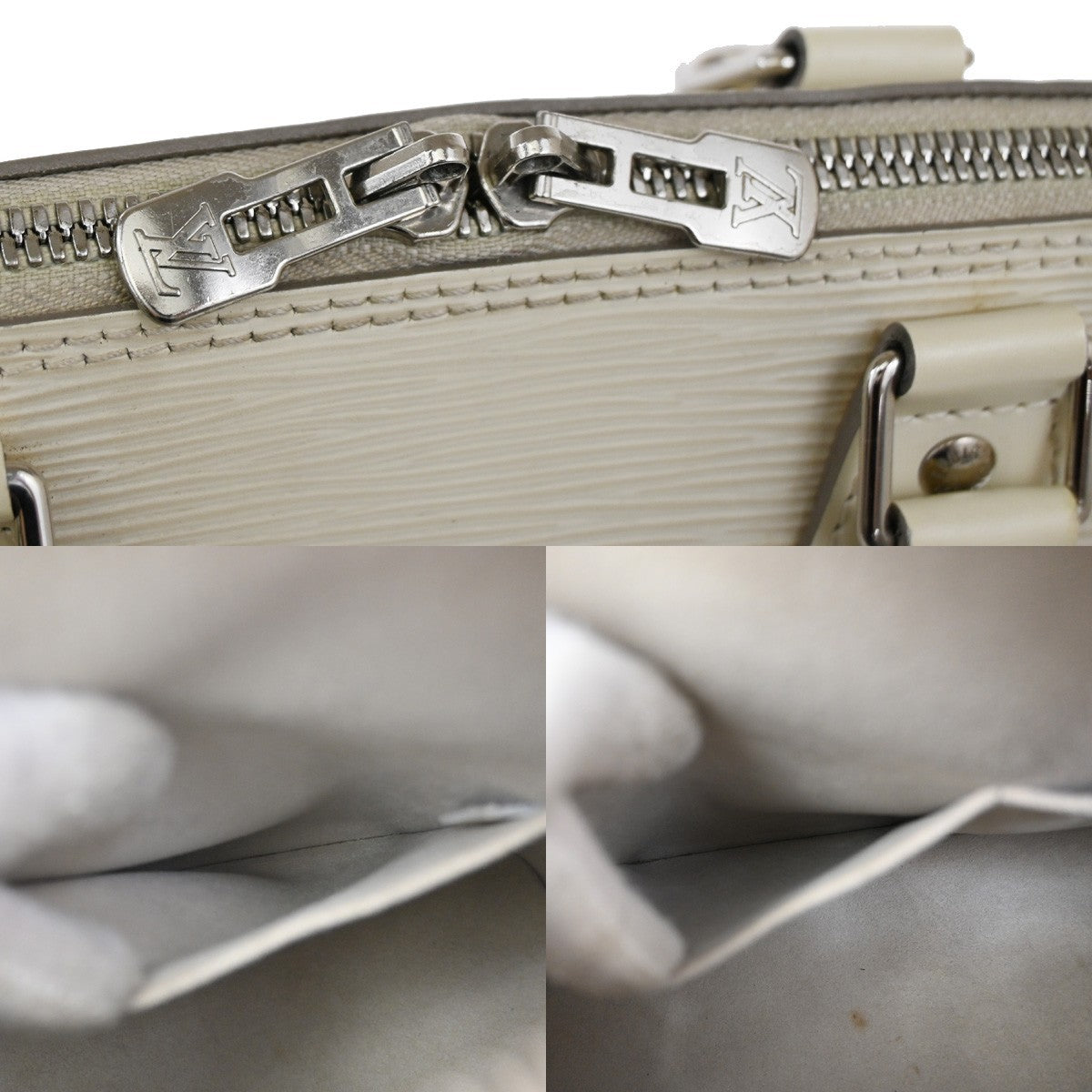 Louis Vuitton Alma Handbag Epi Leather, WHITE, LEATHER, Handbag