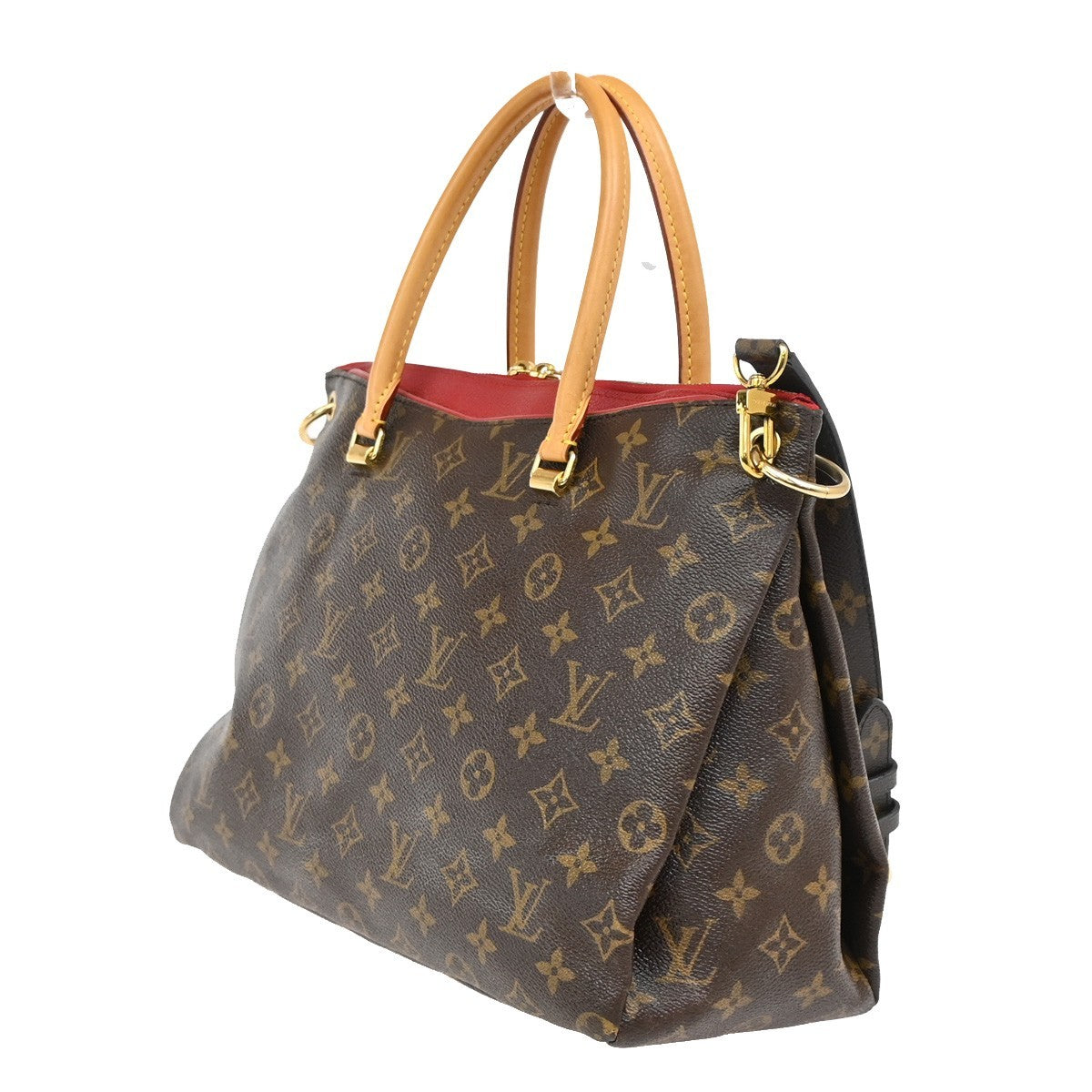 Louis Vuitton Pallas Tote Monogram Canvas with Leather, RED, CANVAS, Handbag