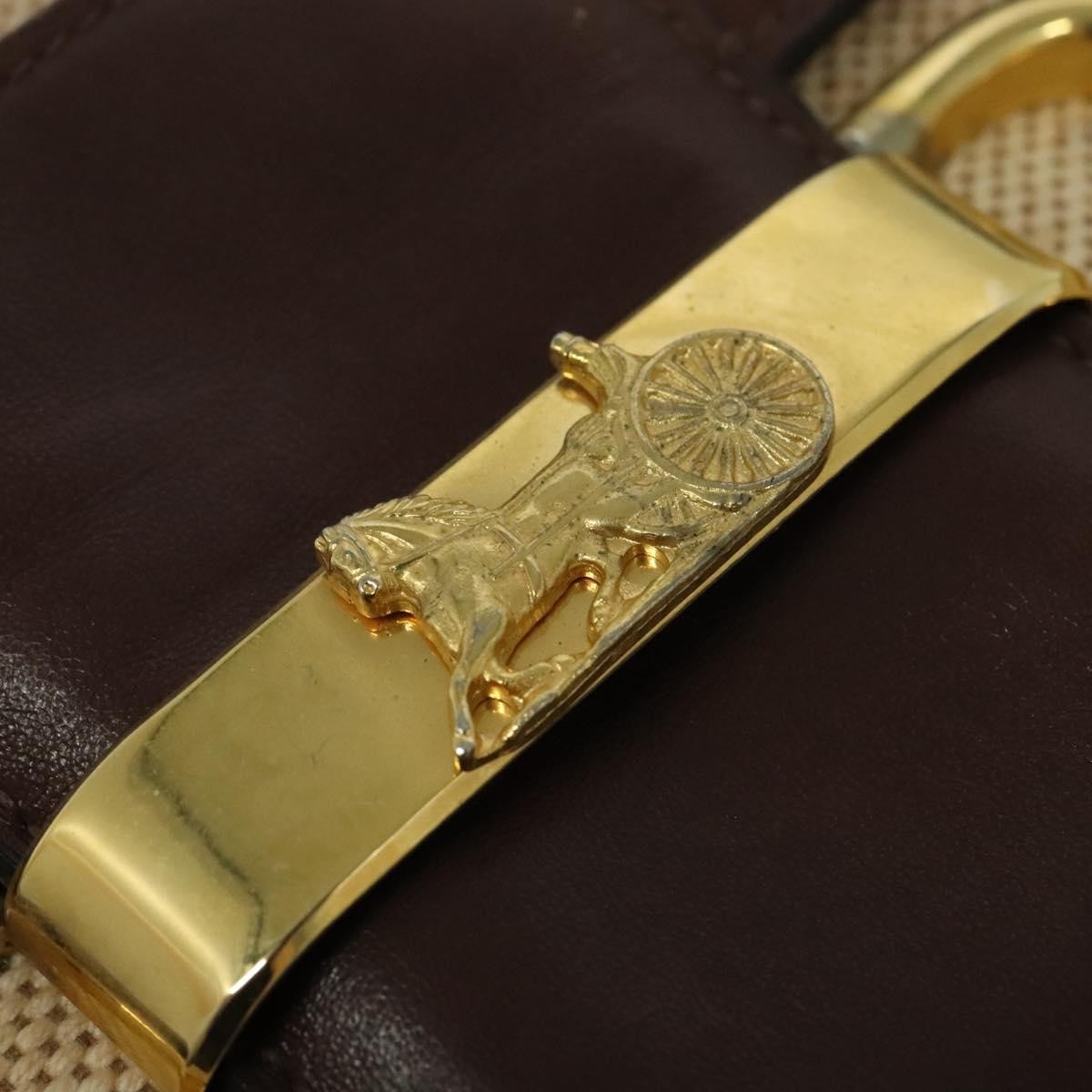 Celine Horse Carriage Shoulder bag Canvas and Leather, BEIGE, CANVAS, Shoulder bag