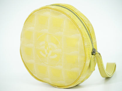 Chanel Travel Line Round Wristlet Nylon, YELLOW, CANVAS, Travel bag