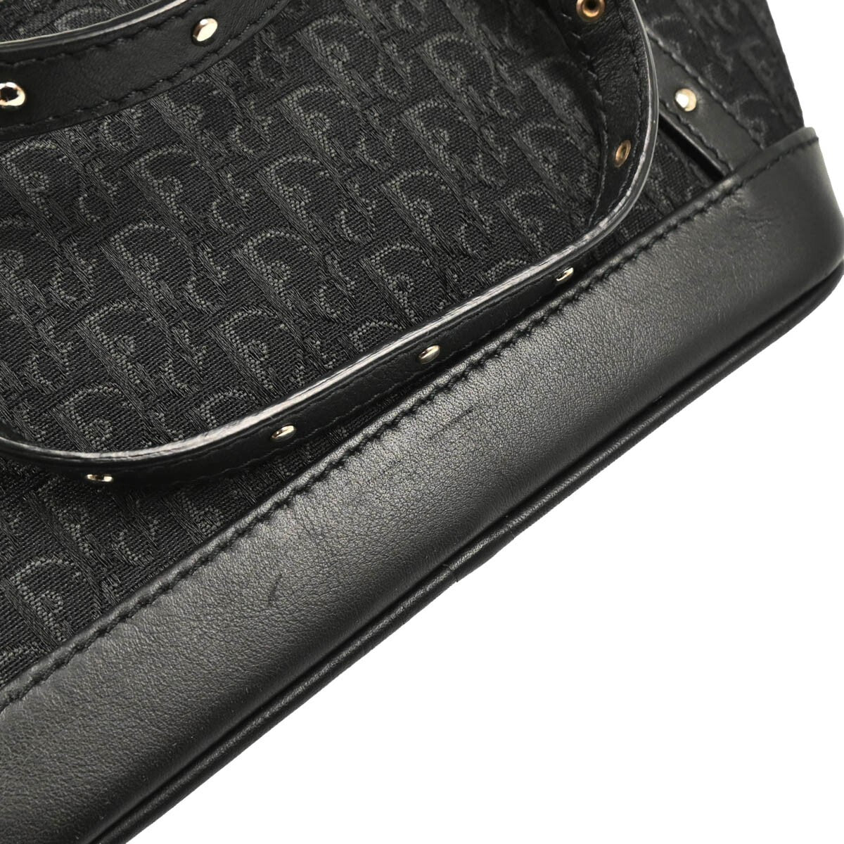 Christian Dior Street Chic Handbag Diorissimo Canvas with Leather, BLACK, CANVAS, Handbag