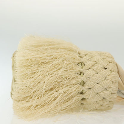 Prada Fringe Wicker Tote Woven Straw, GOLD, WOOD, Handbag