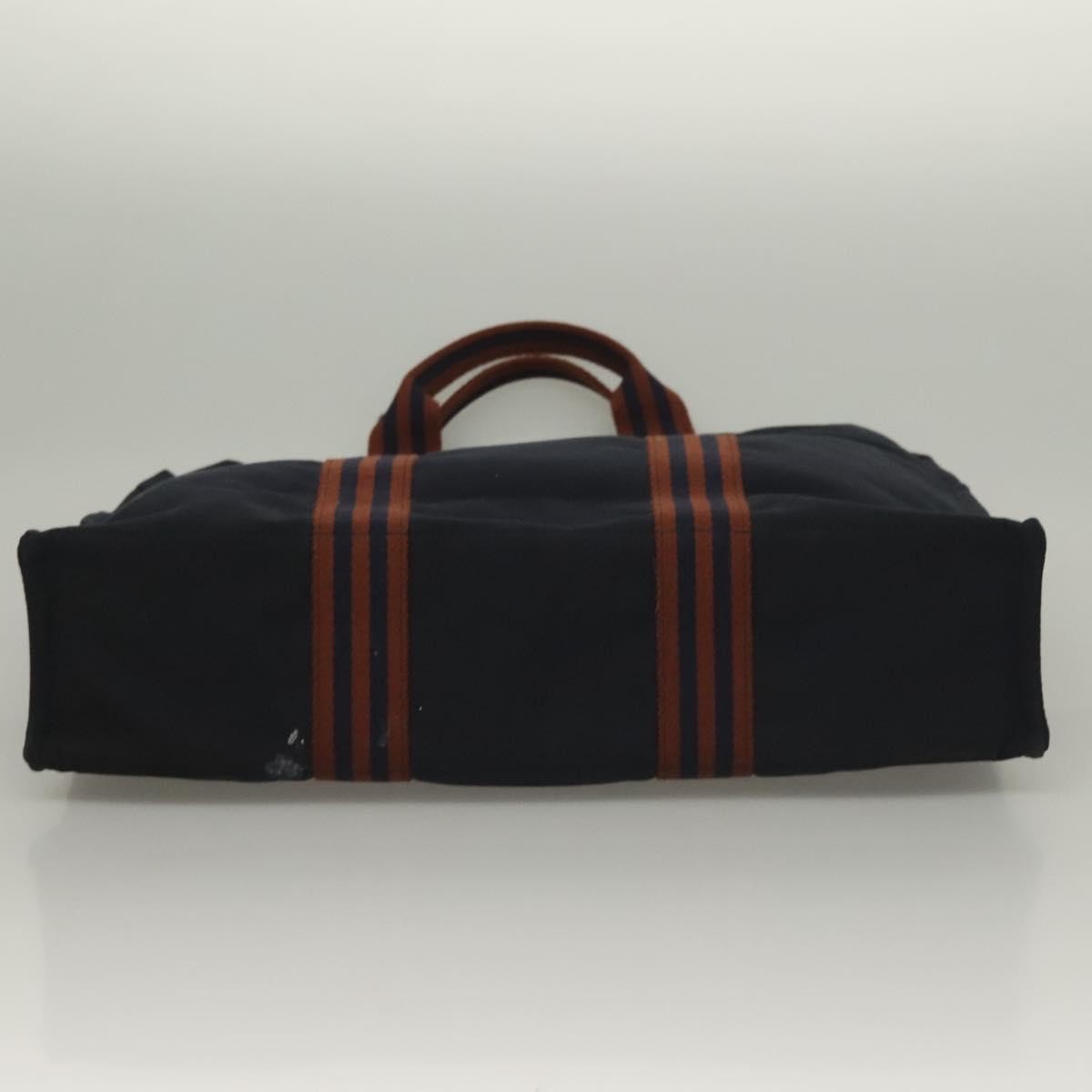 Hermes Fourre Tout Tote Canvas, NAVY, CANVAS, Tote bag