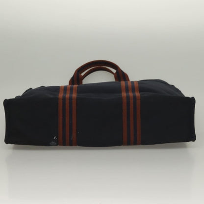 Hermes Fourre Tout Tote Canvas, NAVY, CANVAS, Tote bag