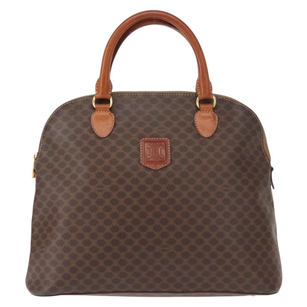 Celine Vintage Macadam Handbag Canvas, BROWN, CANVAS, Handbag