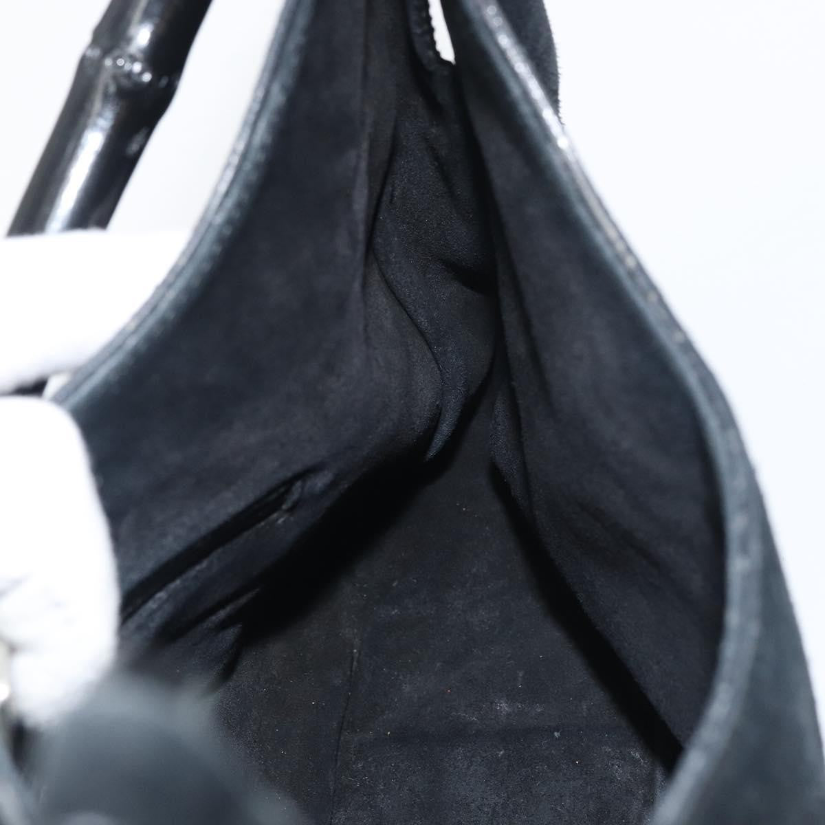 Gucci Vintage Bamboo Handle Bag Suede, BLACK, SUEDE, Handbag