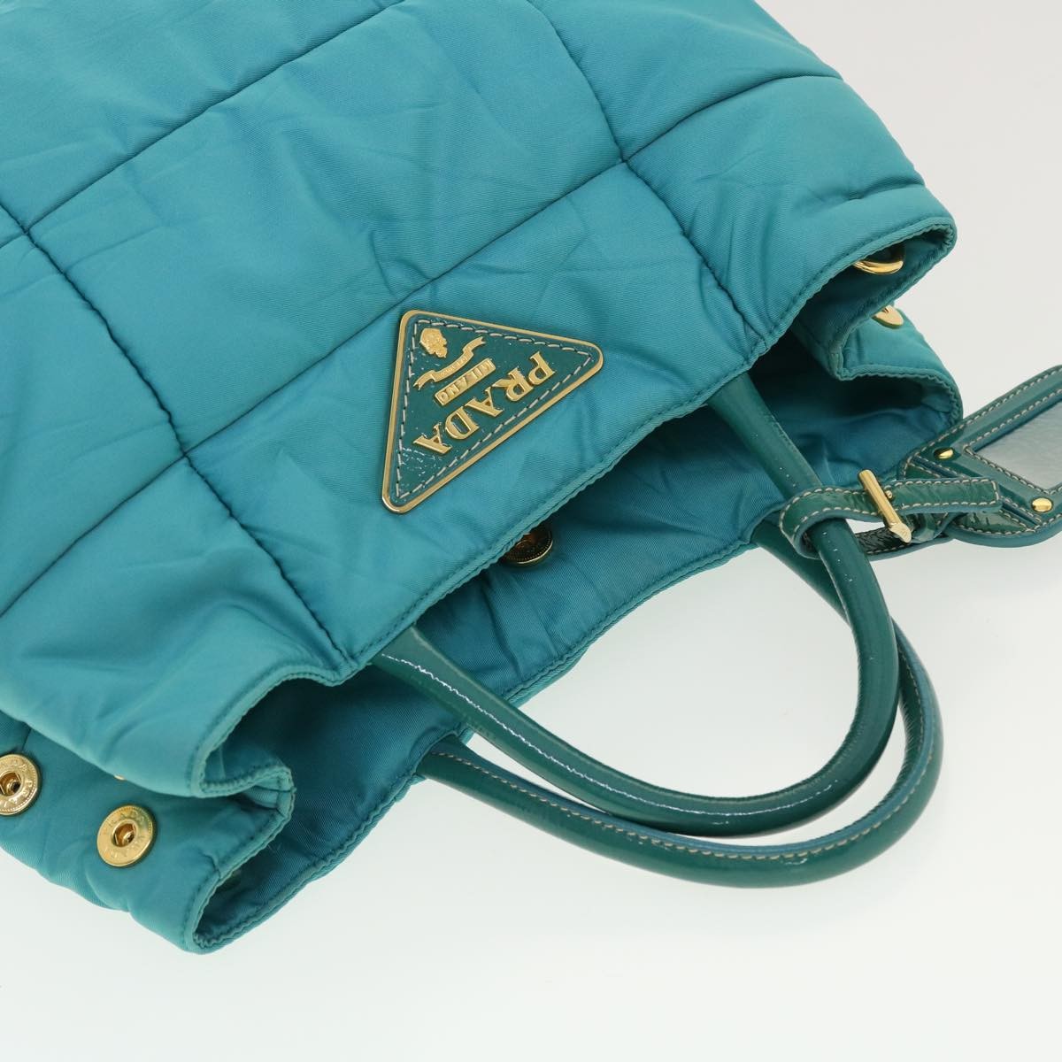 Prada Convertible Tote Quilted Tessuto, TURQUOISE, NYLON, Handbag