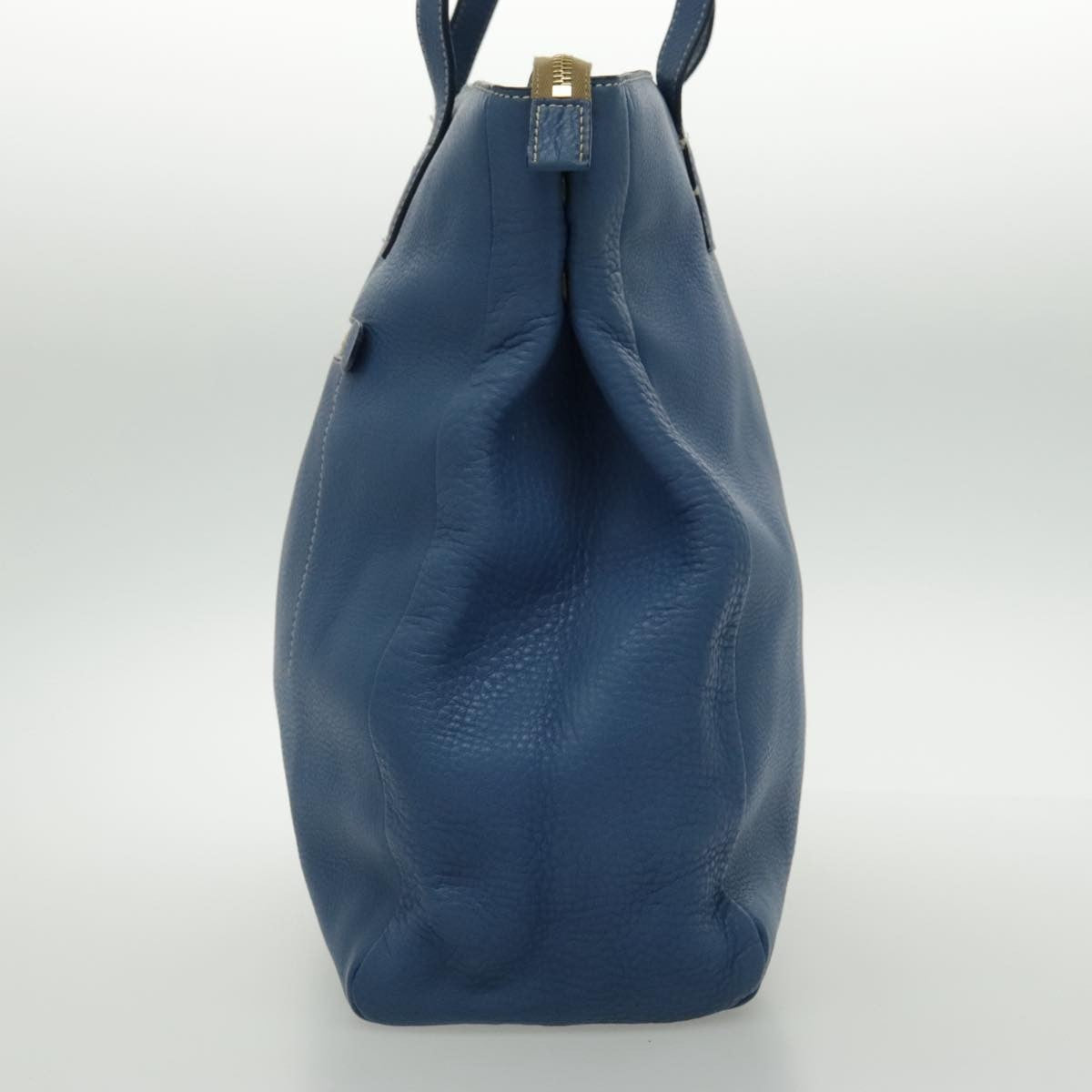 Prada Front Pocket Tote Vitello Daino, BLUE, LEATHER, Tote bag