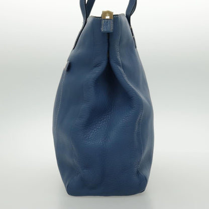 Prada Front Pocket Tote Vitello Daino, BLUE, LEATHER, Tote bag