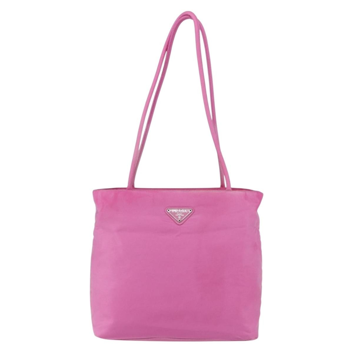 Prada Vintage Zip Tote Tessuto, PINK, NYLON, Tote bag