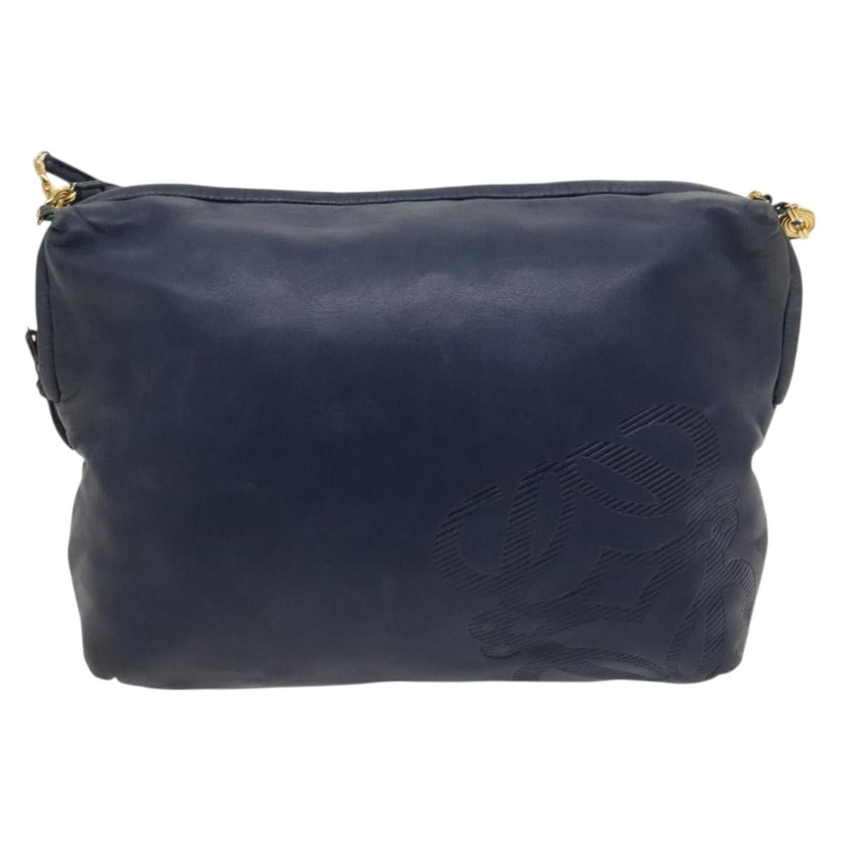 Loewe Anagram Shoulder Bag Leather, NAVY, LEATHER, Shoulder bag