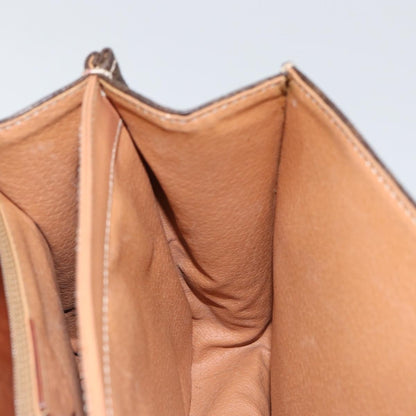 Celine Vintage Macadam Handbag Canvas, BROWN, PVC, Handbag