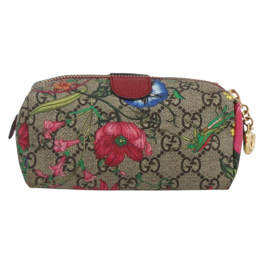 Gucci Ophidia Cosmetic Pouch Flora GG Coated Canvas, BEIGE, PVC, Clutche & pouche
