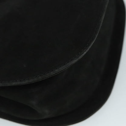 Salvatore Ferragamo Gancini Shoulder Bag Suede, BLACK, SUEDE, Shoulder bag