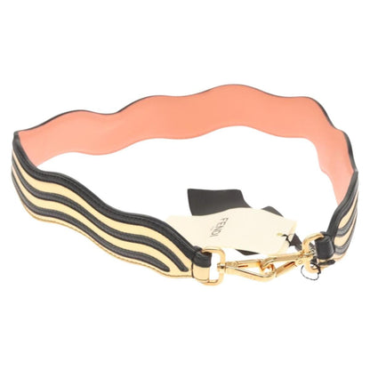 Fendi Zig Zag Shoulder Strap Leather, GOLD, LEATHER, Straps