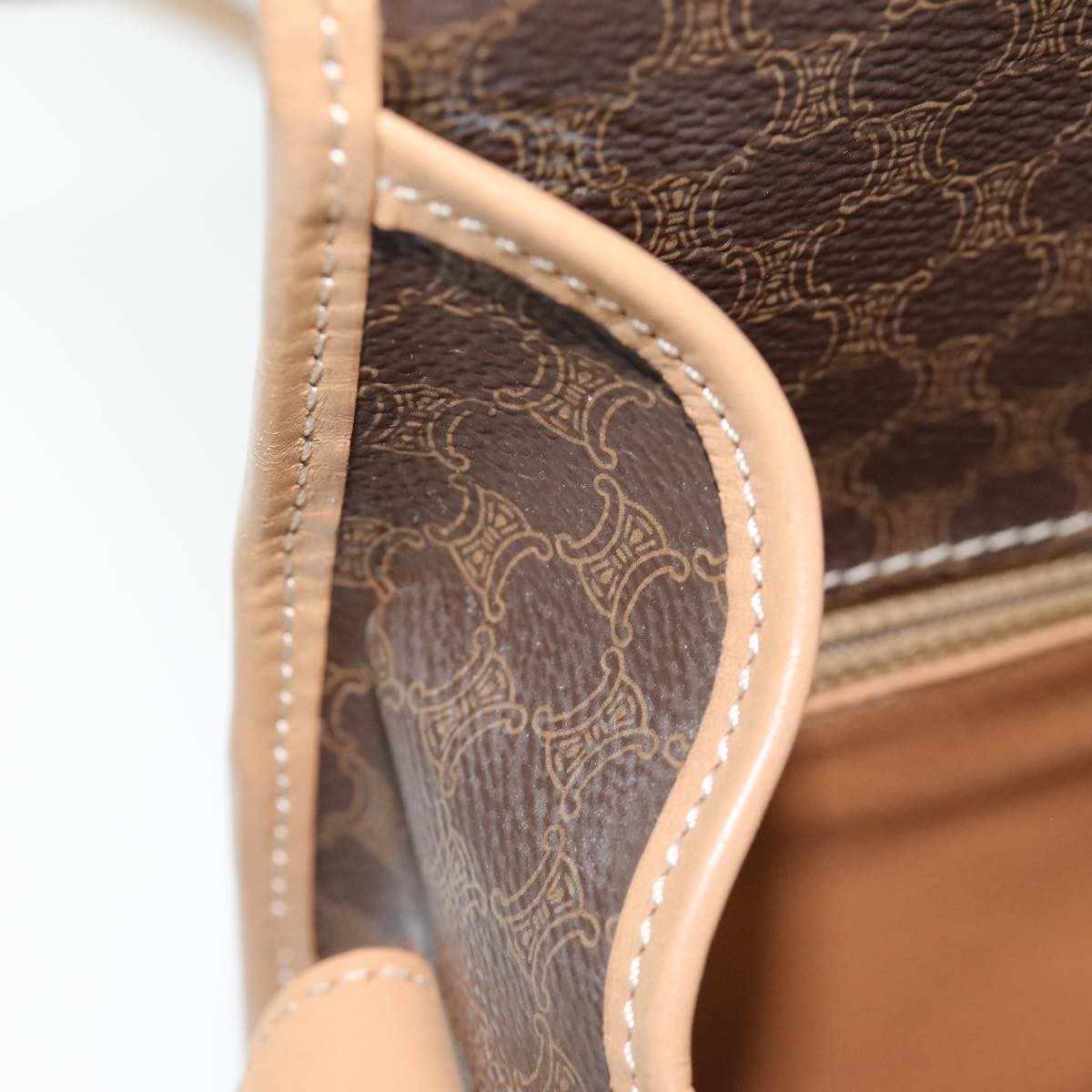 Celine Macadam Shoulder Bag PVC Leather, BROWN, CANVAS, Shoulder bag