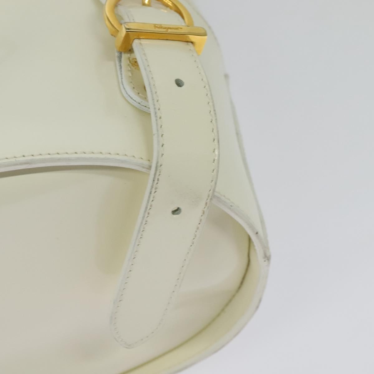 Salvatore Ferragamo Vintage Gancini Backpack Patent Leather, WHITE, PATENT_LEATHER, Backpack