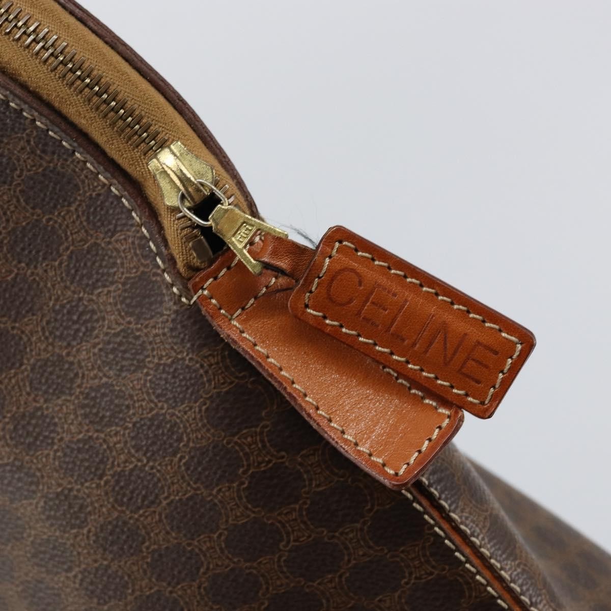 Celine Macadam Handbag Macadam with leather, BROWN, PVC,CANVAS, Handbag