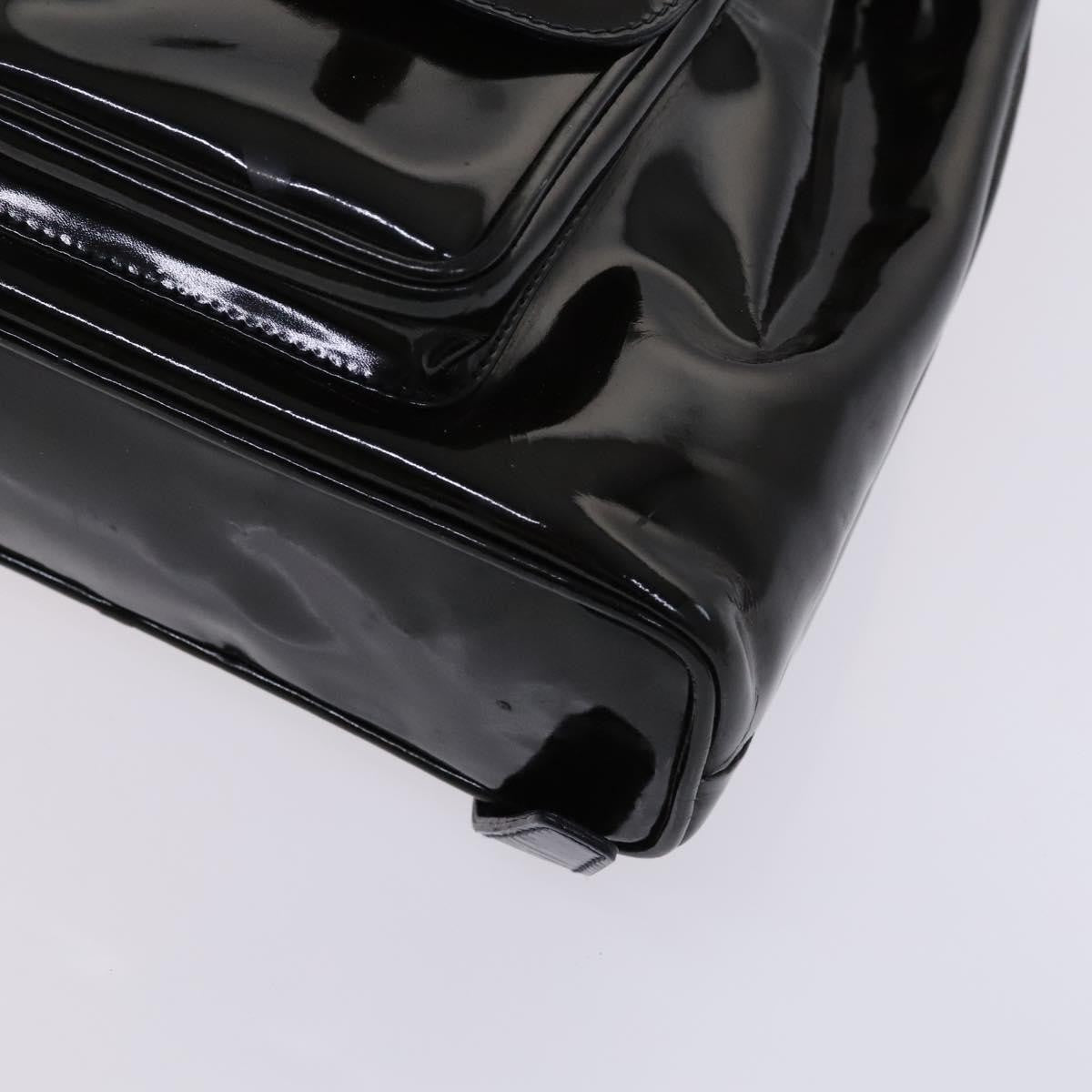 Gucci Vintage Bamboo Backpack Patent, Black, Patent Leather, Backpack