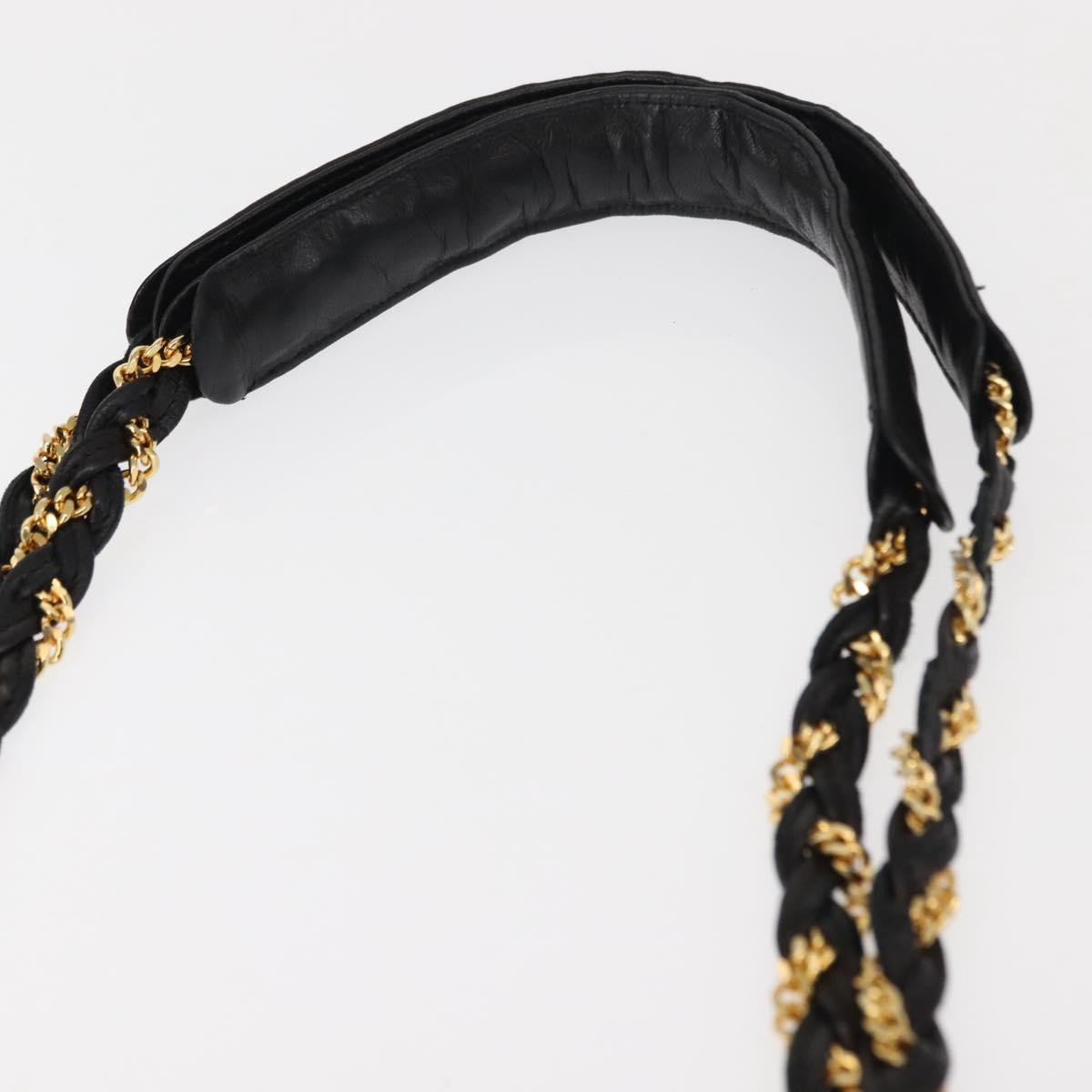 Bally Vintage Chain Shoulder Bag Quilted Leather, BLACK, LEATHER, Shoulder bag